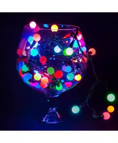 Гирлянда "Мультишарики" 10м d17.5мм 80LED мультиколор провод темно-зел. ПВХ 6Вт 220В IP44 (с контроллером) Neon-Night 303-509-6