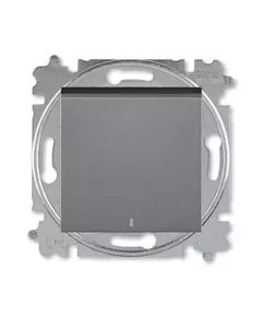 Выключатель 1-кл. СП Levit IP20 с подсветкой сталь/дым. черн. ABB 2CHH590146A6069