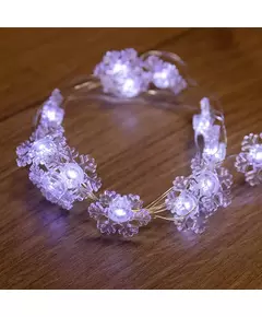 Гирлянда "Снежинки" 2м 20LED бел. прозр. провод 2Вт 4.5В IP67  (батарейки 2хCR2032 в компл.) NEON-NIGHT 303-010