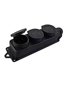 Розетка 3-м 16А IP44 2P+PE 230В с защ. крышками каучук EKF RPS-015-16-230-44
