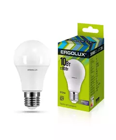Лампа светодиодная LED-A60-10W-E27-6500K грушевидная ЛОН 172-265В Ergolux 12879
