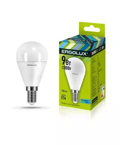 Лампа светодиодная LED-G45-9W-E14-4К Шар 9Вт E14 4000К 172-265В Ergolux 13174