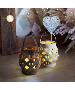 Фонарь декоративный со свечкой плетеный корпус бел. 14х14х16.5см бел. Neon-Night 513-057
