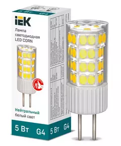 Лампа светодиодная CORN 5Вт капсула 4000К G4 230В керамика IEK LLE-CORN-5-230-40-G4