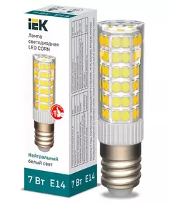 Лампа светодиодная CORN 7Вт капсула 4000К E14 230В керамика IEK LLE-CORN-7-230-40-E14