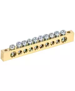 Шина PEN "земля-ноль" 8х12мм 10/2 (10групп/крепеж по краям) IEK YNN21-10-100