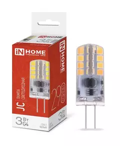 Лампа светодиодная LED-JC 3Вт 12В 4000К нейтр. бел. G4 290лм IN HOME 4690612036021