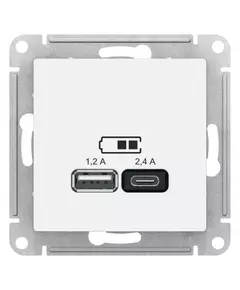 Механизм розетки USB AtlasDesign A+С 5В/2.4А 2х5В/1.2А бел. SchE ATN000139