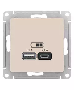 Механизм розетки USB AtlasDesign A+С 5В/2.4А 2х5В/1.2А беж. SchE ATN000239