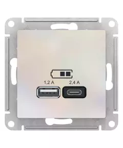 Механизм розетки USB AtlasDesign тип A+C 5В/2.4А 2х5В/1.2А жемчуж. SchE ATN000439