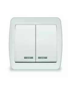 Выключатель 2-кл. ОП Клио с подсветкой 10А IP44 бел. UNIVersal К2227