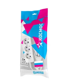 Удлинитель 3х3м с заземл. 10А IP20 ПВС 3х0.75 Космос YKsm3m-3g-Z(10A)P