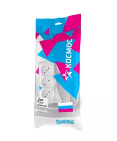 Удлинитель 3х3м 6А IP20 ШВВП 2х0.75 Космос YKsm3m-3g(6A)E
