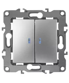 Механизм выключателя 2-кл. СП Эра12 10А IP20 12-1105-03 250В 10AX с подсветкой алюм. Эра Б0014659