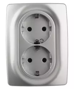 Розетка 2-м СП Эра12 12-2106-03 16А IP20 16AX 250В 2х2P+E Schuko алюм. Эра Б0031230