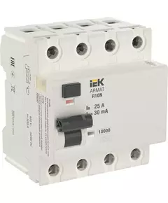 Выключатель дифференциального тока 4п 25А 30мА тип A ВДТ R10N ARMAT IEK AR-R10N-4-025A030