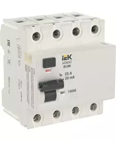 Выключатель дифференциального тока 4п 25А 30мА тип AC ВДТ R10N ARMAT IEK AR-R10N-4-025C030