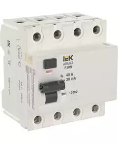 Выключатель дифференциального тока 4п 40А 30мА тип AC ВДТ R10N ARMAT IEK AR-R10N-4-040C030