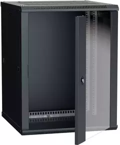Шкаф 19 дюйм LINEA W 12U 600х600мм настен. стекл. дверь RAL9005 ITK LWR5-12U66-GF