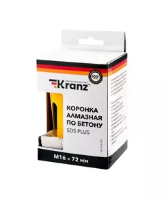 Коронка алмазная по бетону 72мм L=90мм М16 сегмент 10мм Kranz KR-90-0165