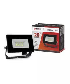 Прожектор светодиодный СДО-7 20Вт 230В 6500К IP65 черн. IN HOME 4690612034614