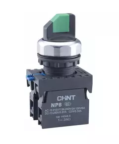 Переключатель с подсветкой NP8-11XD/213 2 полож. с фиксацией 1НО+1НЗ зел. AC 110В-230В(LED) IP65 (R) CHINT 667149