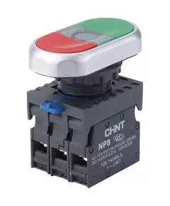 Кнопка двойная NP8-11SD 1НО+1НЗ желт. AC 110В-220В(LED) IP65 (R) CHINT 667175