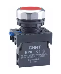 Кнопка управления NP8-01BN/4 без подсветки красн. 1НЗ IP65 (R) CHINT 667231