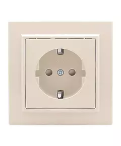 Розетка 1-м СП Минск 16А IP20 с заземл. защ. шторки беж. EKF ERR16-028-200