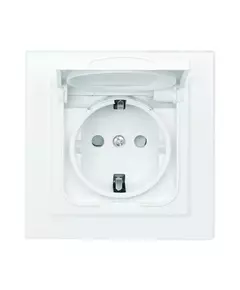 Розетка 1-м СП Минск 16А IP44 с заземл. защ. шторки с крышкой бел. EKF ERR16-029-100-44