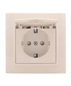 Розетка 1-м СП Минск 16А IP44 с заземл. защ. шторки с крышкой беж. EKF ERR16-029-200-44