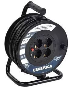 Удлинитель на катушке 4х30м 2P+PE 16А УК30 с термозащ. 3х1.5кв.мм GENERICA IEK WKP20-16-04-30-G