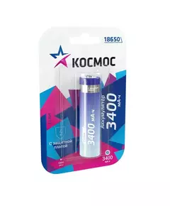 Аккумулятор Li-ion 18650 3400мА.ч с защитой (блист.1шт) Космос KOC18650Li-ion34PBL1