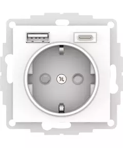 Розетка AtlasDesign 16А с 2-мя заряд. устройствами USB тип A+C 5В/2.4А 2х5В/1.2А механизм бел. SchE ATN000132