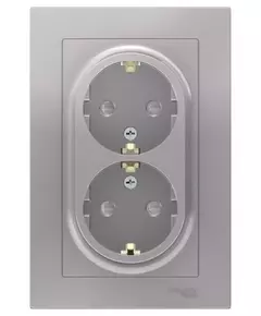 Розетка 2-м СП AtlasDesign 16А IP20 с заземл. защ. шторки в сборе алюм. SchE ATN000326