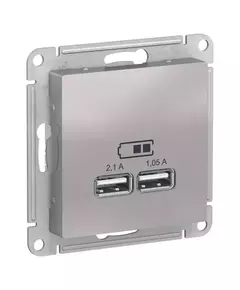 Розетка USB AtlasDesign тип A+A 5В 1х2.1А 2х1.05А механизм алюм. SchE ATN000333