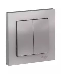 Выключатель 2-кл. СП AtlasDesign 10А IP20 (сх. 5) 10AX в сборе алюм. SchE ATN000352
