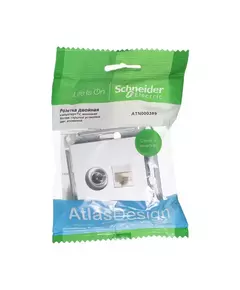 Розетка компьютерная + телевизионная 2-м AtlasDesign RJ45 кат.5E + TV механизм алюм. SchE ATN000389