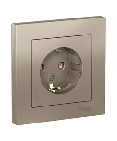 Розетка 1-м СП AtlasDesign 16А IP20 с заземл. защ. шторки в сборе шампань SchE ATN000544