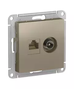 Розетка компьютерная + телевизионная 2-м AtlasDesign RJ45 кат.5E + TV механизм шампань SchE ATN000589