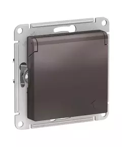 Розетка 1-м СП AtlasDesign 16А IP20 с заземл. защ. шторки с крышкой механизм мокко SchE ATN000646