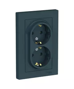 Розетка 2-м СП AtlasDesign 16А IP20 с заземл. в сборе изумруд SchE ATN000824
