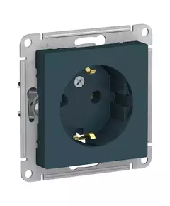 Розетка 1-м СП AtlasDesign 16А IP20 с заземл. механизм изумруд SchE ATN000843