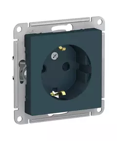 Розетка 1-м СП AtlasDesign 16А IP20 с заземл. защ. шторки механизм изумруд SchE ATN000845