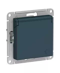 Розетка 1-м СП AtlasDesign 16А IP20 с заземл. защ. шторки с крышкой механизм изумруд SchE ATN000846