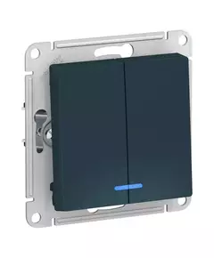 Выключатель 2-кл. СП AtlasDesign 10А IP20 (сх. 5а) 10AX с подсветкой механизм изумруд SchE ATN000853