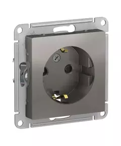 Розетка 1-м СП AtlasDesign 16А IP20 с заземл. защ. шторки механизм сталь SchE ATN000945