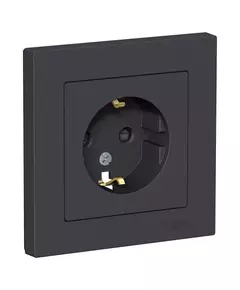 Розетка 1-м СП AtlasDesign 16А IP20 с заземл. защ. шторки в сборе карбон SchE ATN001044