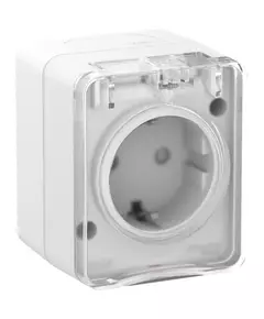 Розетка 1-м ОП AtlasDesign Profi54 16А IP54 250В с заземл. защ. шторки бел. SchE ATN540145