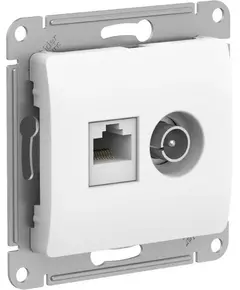 Розетка компьютерная + телевизионная 2-м Glossa RJ45 кат.5E + TV механизм бел. SchE GSL000189